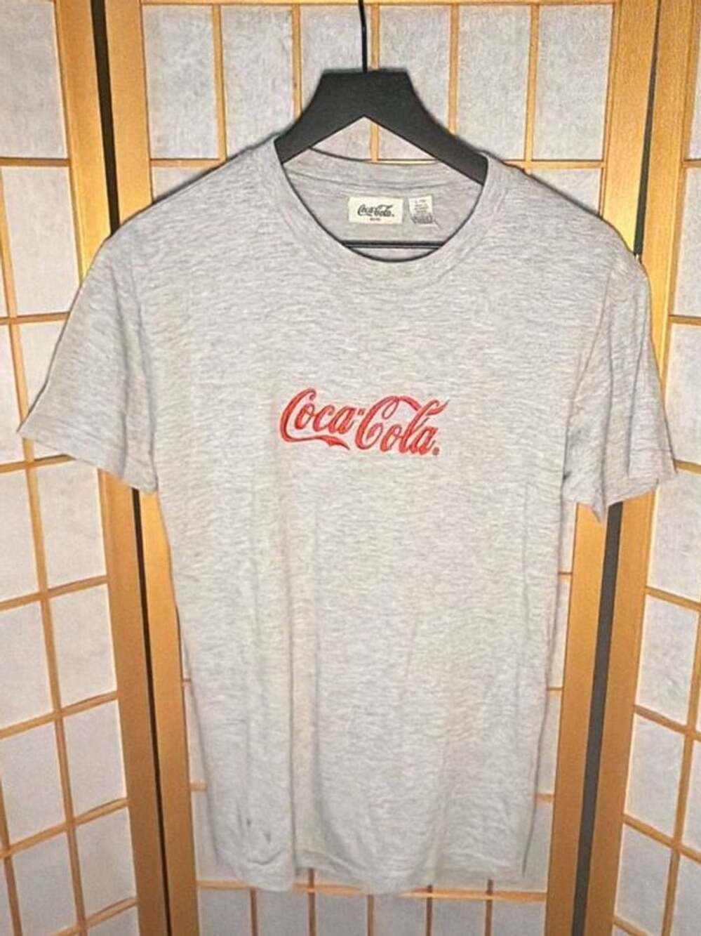 Coca-Cola Graphic T-Shirt Size L Gray Cotton Blend Logo